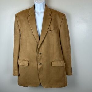 Vintage Chaps Ralph Lauren Faux Suede Microfiber Sport Coat Blazer Mens 46L‎ Tan